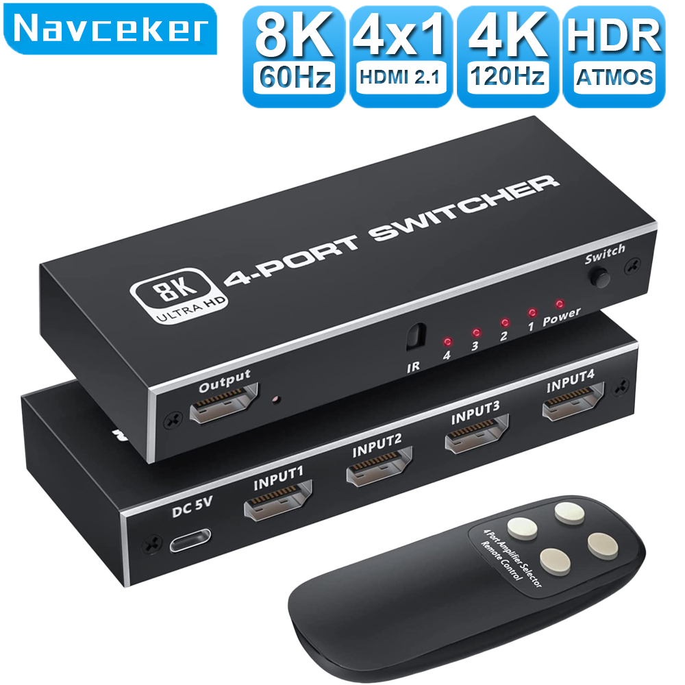Hdmi Splitter 1 In 4 Out 4K 60Hz - Przełącznik HDMI 2.1-kompatybilny 4 wejścia 1