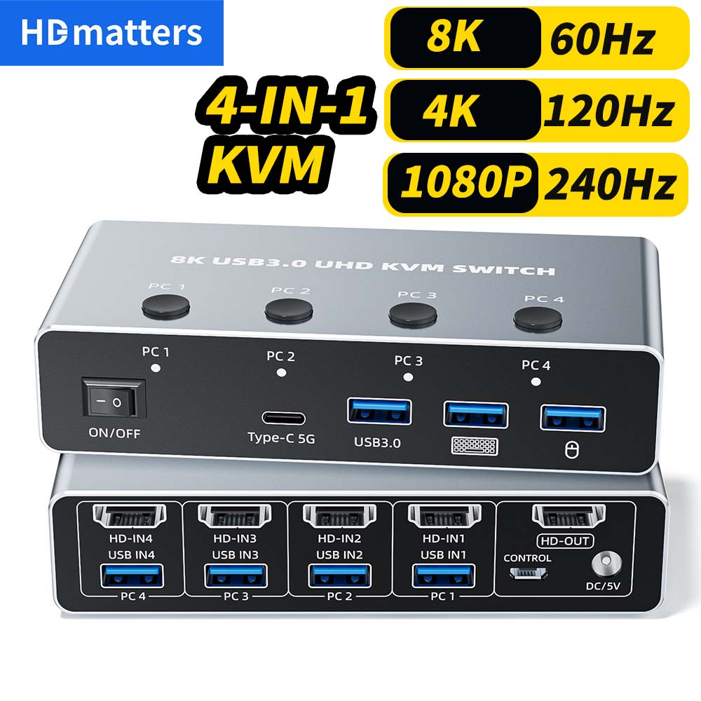 Hdmi Matrix Switch 4X4 4K 60Hz - Przełącznik KVM 8K 60 Hz HDMI