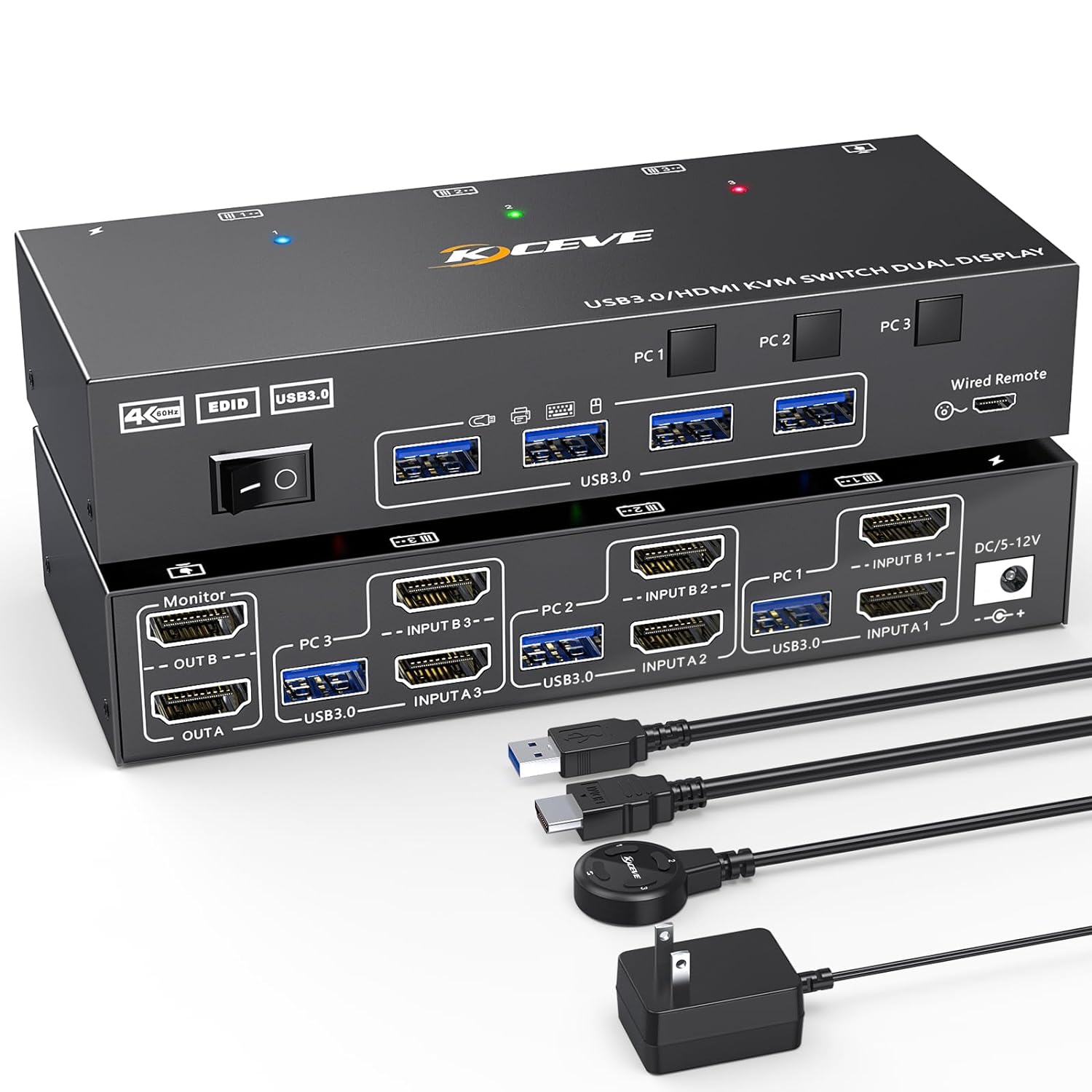 Hdmi Kvm Switch 4 Port Dual Monitor - Podwójny Monitor przełącznik KVM USB 3.0