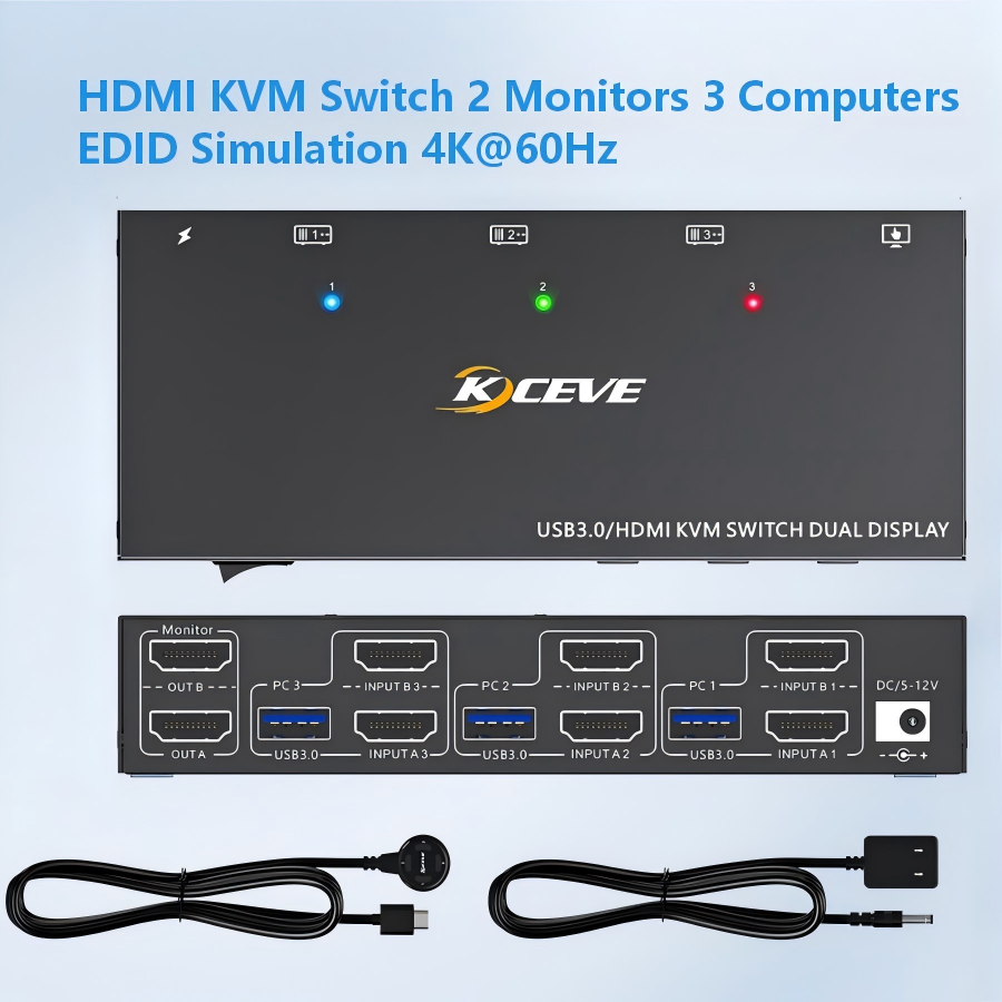 Hdmi Kvm Switch 4 Port Dual Monitor - Przełącznik KVM KCEVE 2 monitory 3