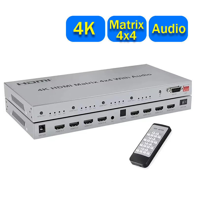 Hdmi Matrix Switch 4X4 4K 60Hz - Przełącznik 4K HDMI True Matrix 4