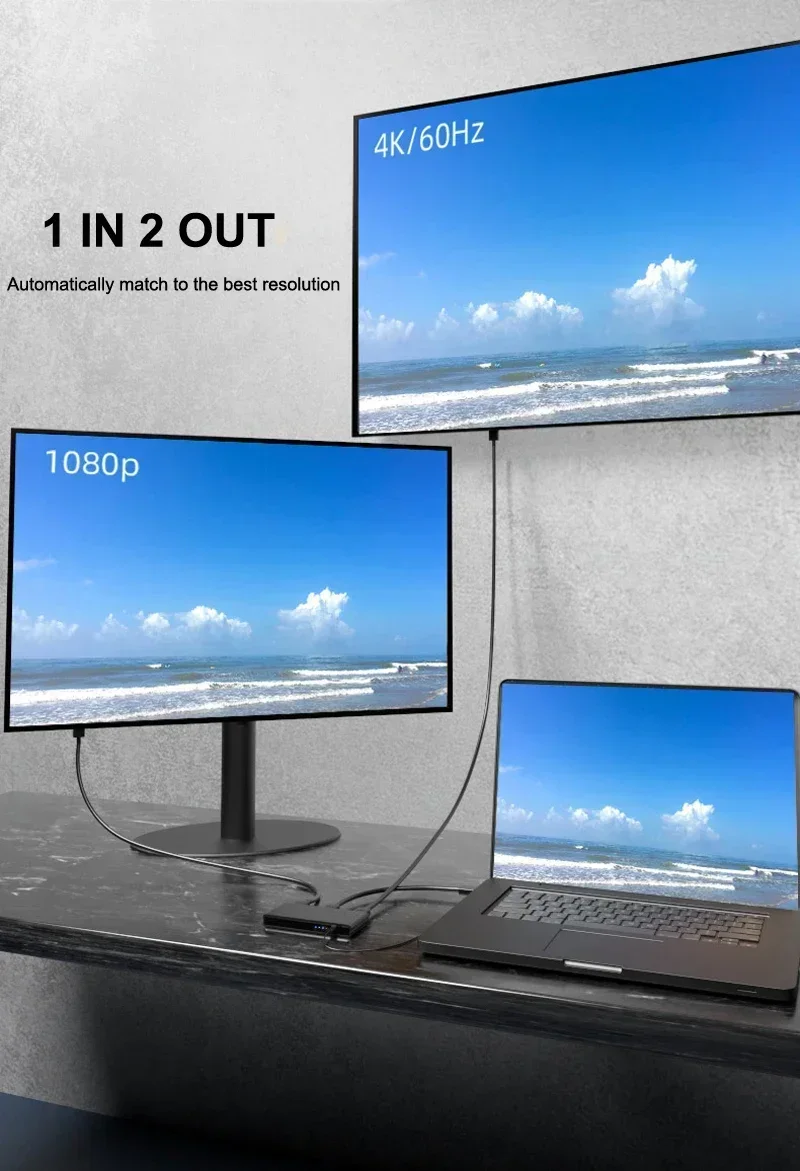 Hdmi Splitter 1 In 4 Out 4K 60Hz - Rozdzielacz HDMI 4K 60Hz 1x2 1x4