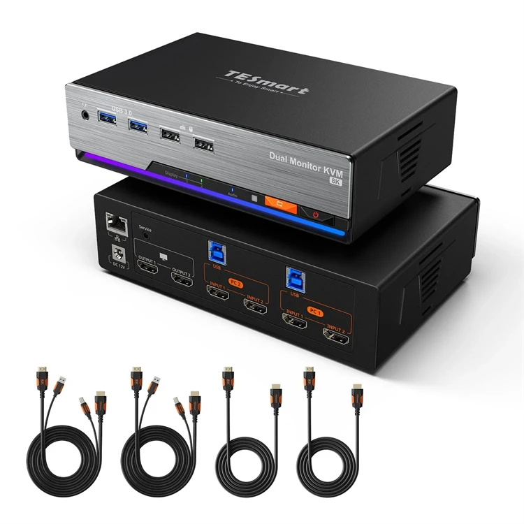 Hdmi Kvm Switch 4 Port Dual Monitor - TESmart Przełącznik KVM HDMI 2.1 Dual