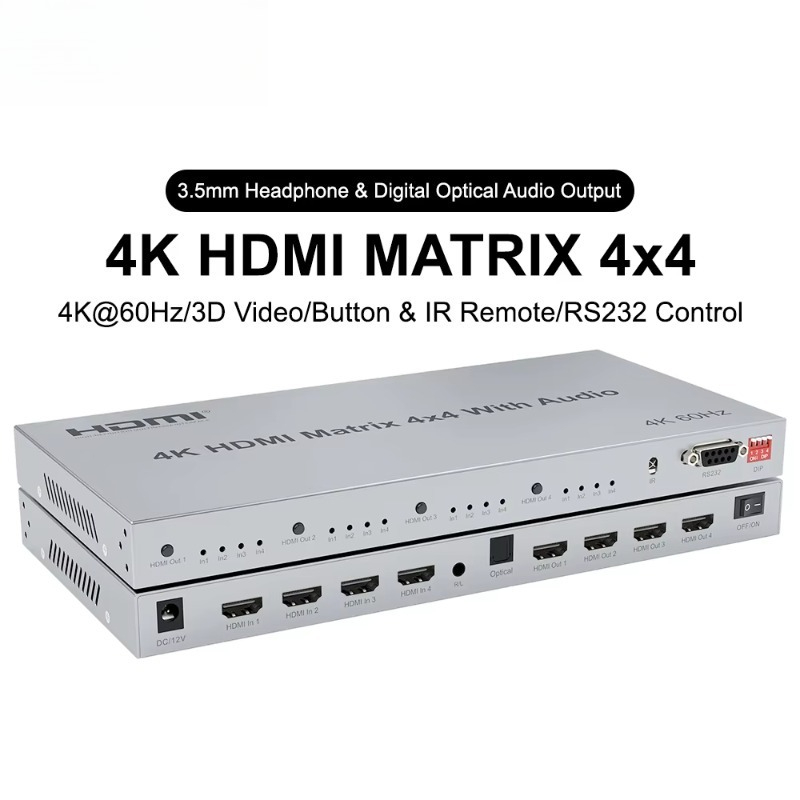 Hdmi Matrix Switch 4X4 4K 60Hz - Matrica HDMI 4x4 z interfejsem RS232,