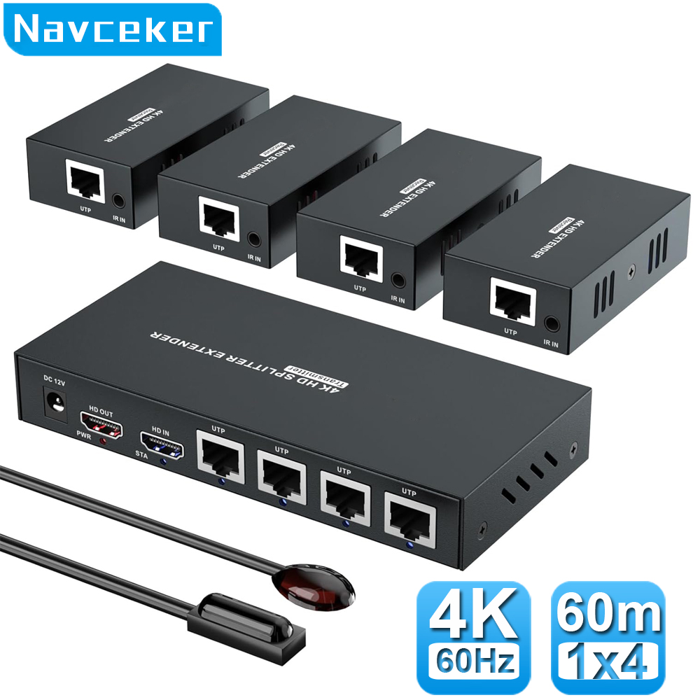 Hdmi Splitter 1 In 4 Out 4K 60Hz - Navceker 4K 60Hz HDMI Extender Splitter