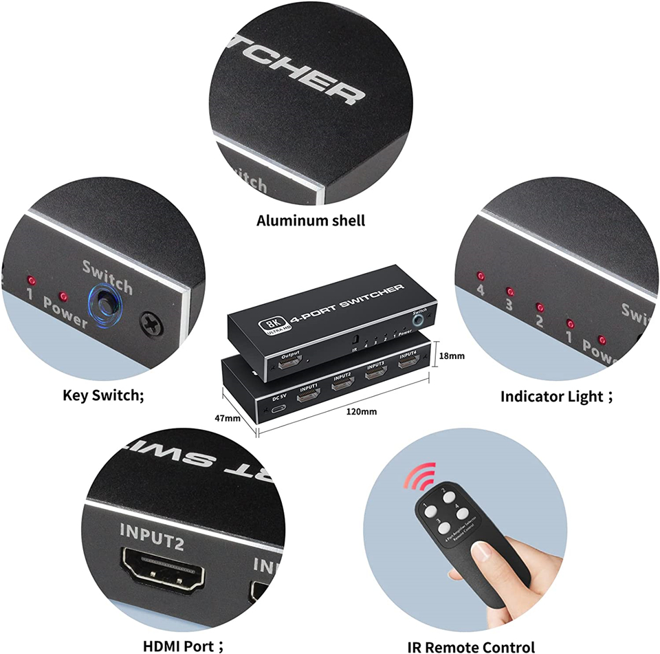 Przełącznik HDMI 2.1-kompatybi – Hdmi Splitter 1 In 4 Out 4K 60Hz recenzja i cena