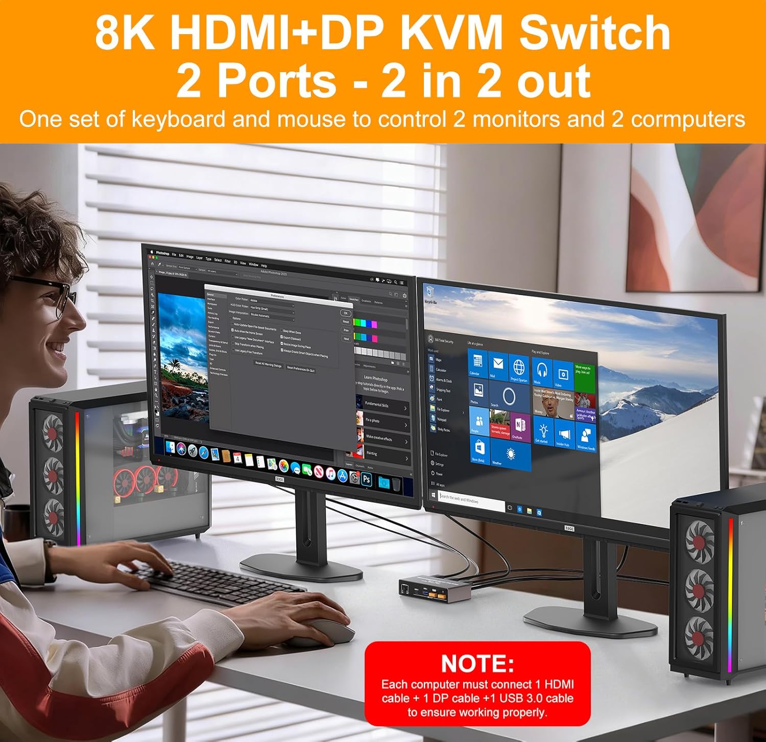 Przełącznik KVM 8K DisplayPort – Hdmi Kvm Switch 4 Port Dual Monitor recenzja i cena
