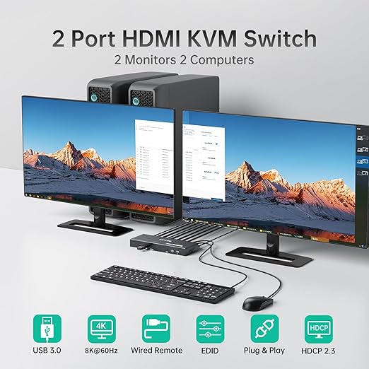 Przełącznik KVM HDMI 8K 60Hz d – Hdmi Kvm Switch 4 Port Dual Monitor recenzja i cena