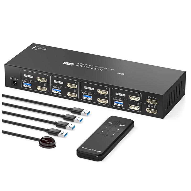 Przełącznik KVM kompatybilny z – Hdmi Kvm Switch 4 Port Dual Monitor recenzja i cena